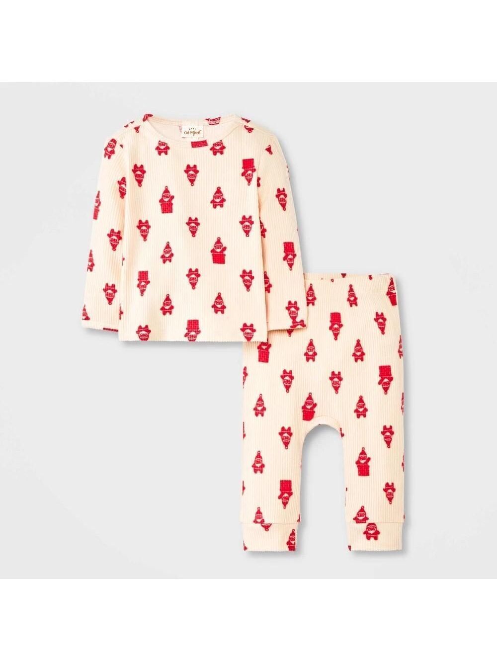 Baby Boys' 2pc Christmas Holiday Santa in Chimney Long Sleeve Ribbed Henley 6-9M